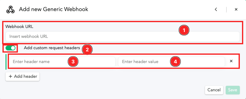 Screenshot of the Generic Webhook values